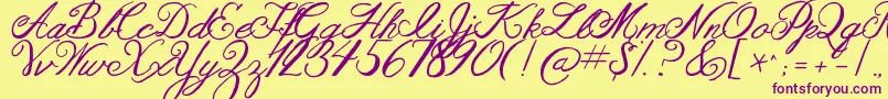 Jandaaslongasyouloveme Font – Purple Fonts on Yellow Background