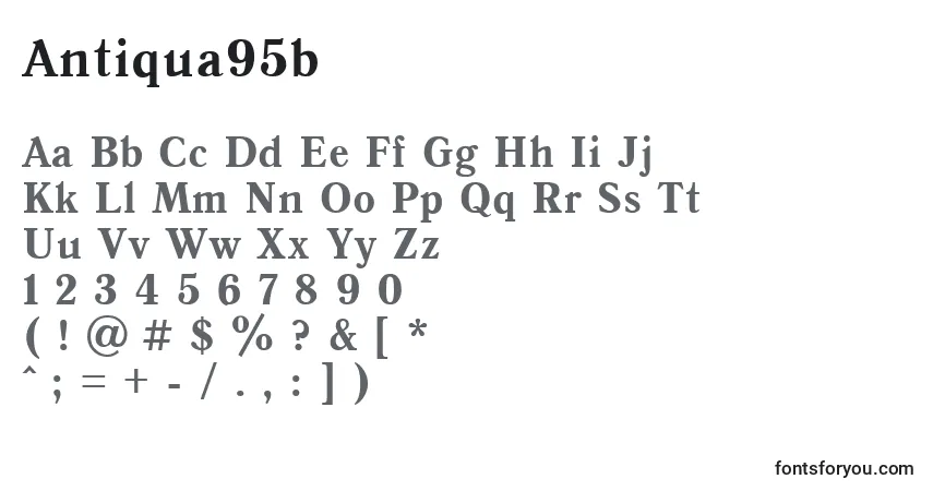 A fonte Antiqua95b – alfabeto, números, caracteres especiais