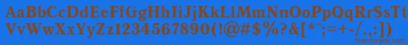 フォントAntiqua95b – 茶色の文字が青い背景にあります。