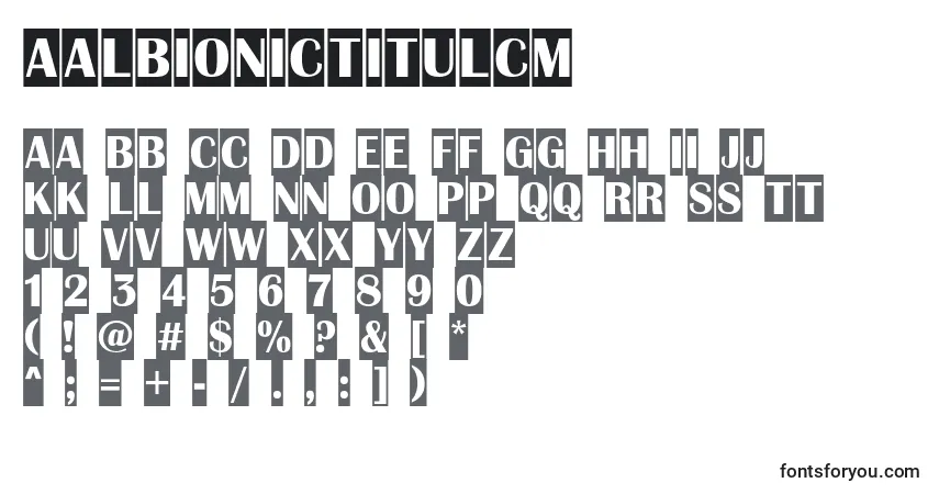A fonte AAlbionictitulcm – alfabeto, números, caracteres especiais
