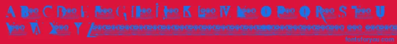 FdtWonderlandDemoVersion-Schriftart – Blaue Schriften auf rotem Hintergrund