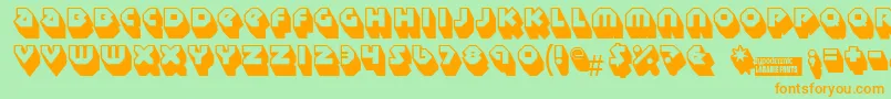 Sudburybasin3D Font – Orange Fonts on Green Background