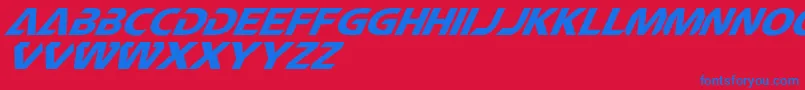 Weitere Informationen zur CftechnomaniaSlanted-Schriftart CftechnomaniaSlanted-Schriftart – Blaue Schriften auf rotem Hintergrund