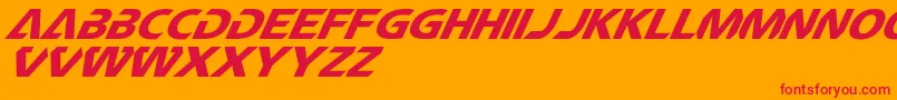 フォントCftechnomaniaSlanted – オレンジの背景に赤い文字