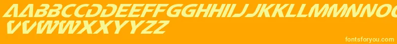 Fonte CftechnomaniaSlanted – fontes amarelas em um fundo laranja