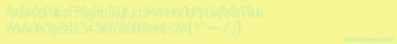 CutiePatootieHollow Font – Green Fonts on Yellow Background