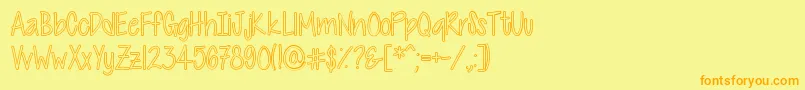 CutiePatootieHollow-Schriftart – Orangefarbene Schriften auf gelbem Hintergrund