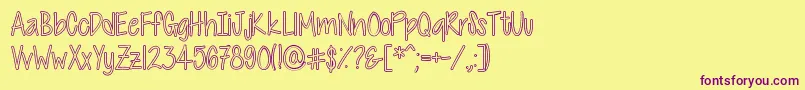 CutiePatootieHollow-Schriftart – Violette Schriften auf gelbem Hintergrund