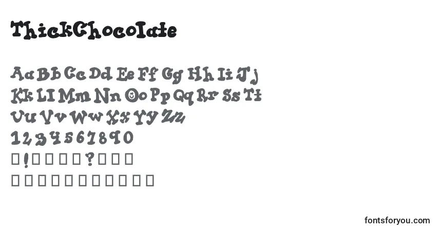Schriftart ThickChocolate – Alphabet, Zahlen, spezielle Symbole
