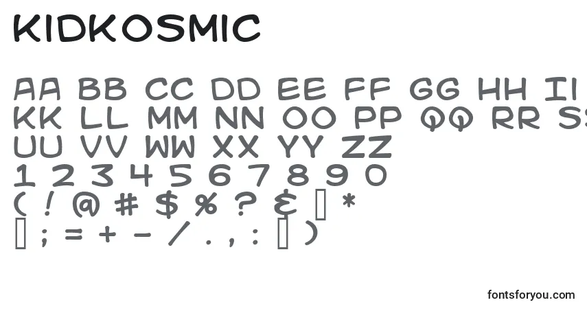 Kidkosmic-fontti – aakkoset, numerot, erikoismerkit