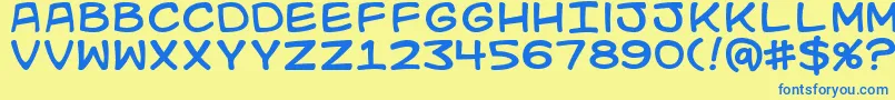 Kidkosmic Font – Blue Fonts on Yellow Background