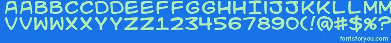 Kidkosmic Font – Green Fonts on Blue Background