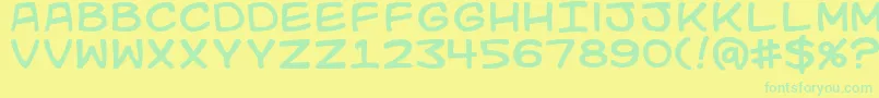 Kidkosmic Font – Green Fonts on Yellow Background