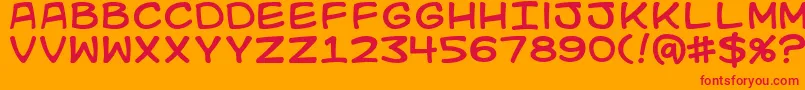 Kidkosmic Font – Red Fonts on Orange Background