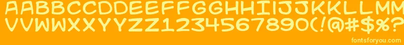 Kidkosmic Font – Yellow Fonts on Orange Background