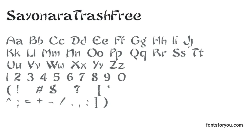 Fuente SayonaraTrashFree - alfabeto, números, caracteres especiales