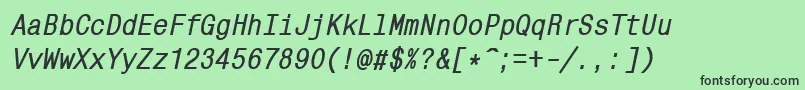 MonocondensedcttBolditalic Font – Black Fonts on Green Background