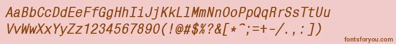 MonocondensedcttBolditalic Font – Brown Fonts on Pink Background