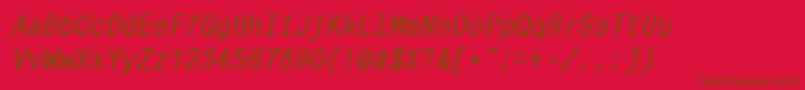 More about MonocondensedcttBolditalic Font MonocondensedcttBolditalic Font – Brown Fonts on Red Background