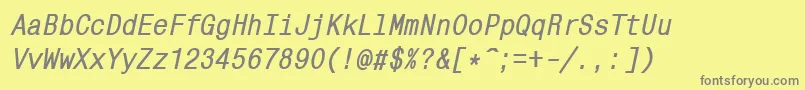 MonocondensedcttBolditalic Font – Gray Fonts on Yellow Background