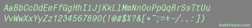 MonocondensedcttBolditalic Font – Green Fonts on Gray Background