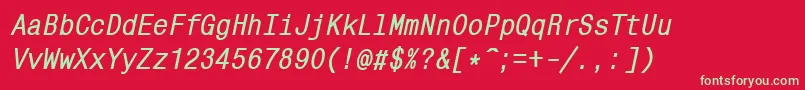 MonocondensedcttBolditalic Font – Green Fonts on Red Background