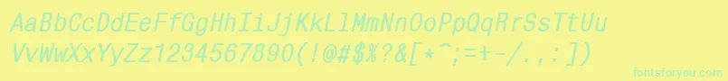 MonocondensedcttBolditalic Font – Green Fonts on Yellow Background