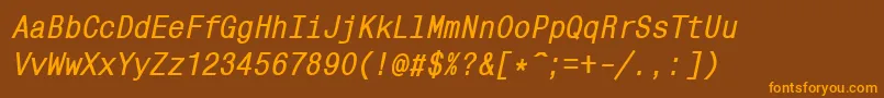 MonocondensedcttBolditalic Font – Orange Fonts on Brown Background