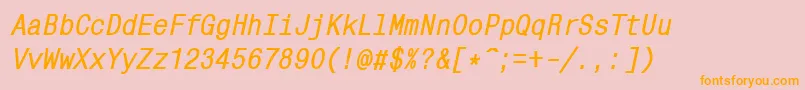 MonocondensedcttBolditalic Font – Orange Fonts on Pink Background