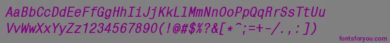 Шрифт MonocondensedcttBolditalic – фиолетовые шрифты на сером фоне