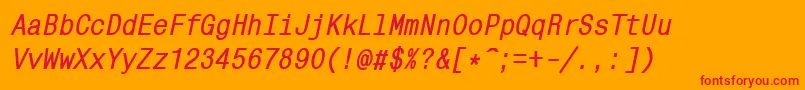 MonocondensedcttBolditalic Font – Red Fonts on Orange Background