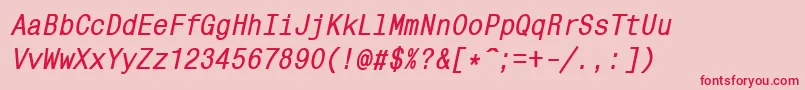 フォントMonocondensedcttBolditalic – ピンクの背景に赤い文字
