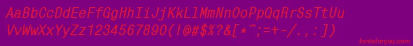 MonocondensedcttBolditalic Font – Red Fonts on Purple Background
