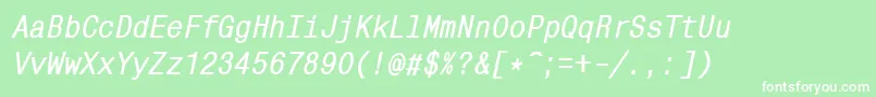 MonocondensedcttBolditalic Font – White Fonts on Green Background