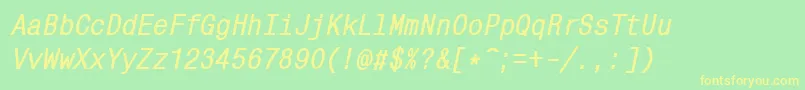 MonocondensedcttBolditalic Font – Yellow Fonts on Green Background