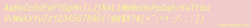 MonocondensedcttBolditalic Font – Yellow Fonts on Pink Background
