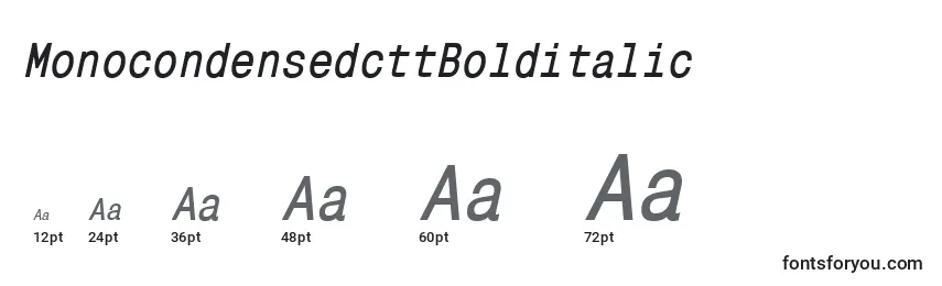 Размеры шрифта MonocondensedcttBolditalic