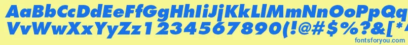 フォントFavoritextraboldItalic – 青い文字が黄色の背景にあります。