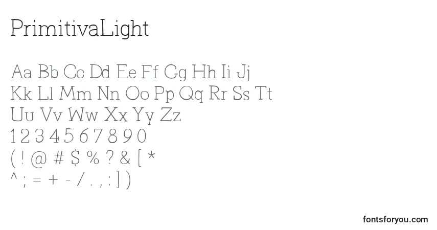 PrimitivaLight-fontti – aakkoset, numerot, erikoismerkit