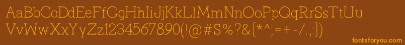 PrimitivaLight-Schriftart – Orangefarbene Schriften auf braunem Hintergrund
