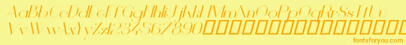 VanityLightWideItalic Font – Orange Fonts on Yellow Background