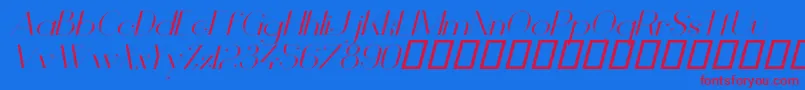 フォントVanityLightWideItalic – 赤い文字の青い背景