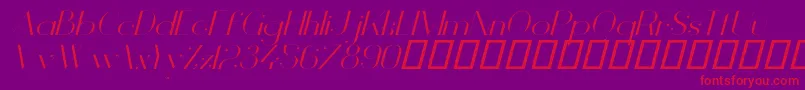 VanityLightWideItalic Font – Red Fonts on Purple Background