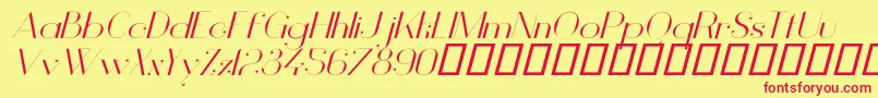 VanityLightWideItalic Font – Red Fonts on Yellow Background