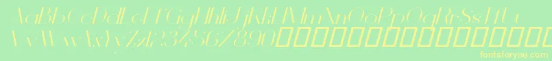 VanityLightWideItalic Font – Yellow Fonts on Green Background