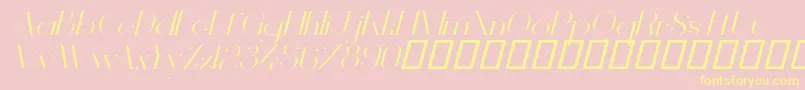 VanityLightWideItalic-Schriftart – Gelbe Schriften auf rosa Hintergrund