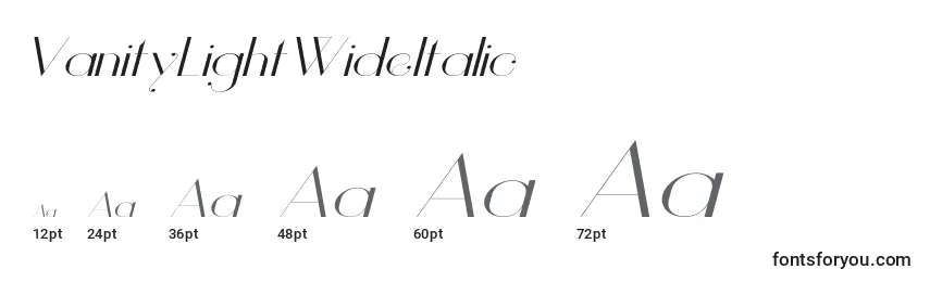VanityLightWideItalic Font Sizes