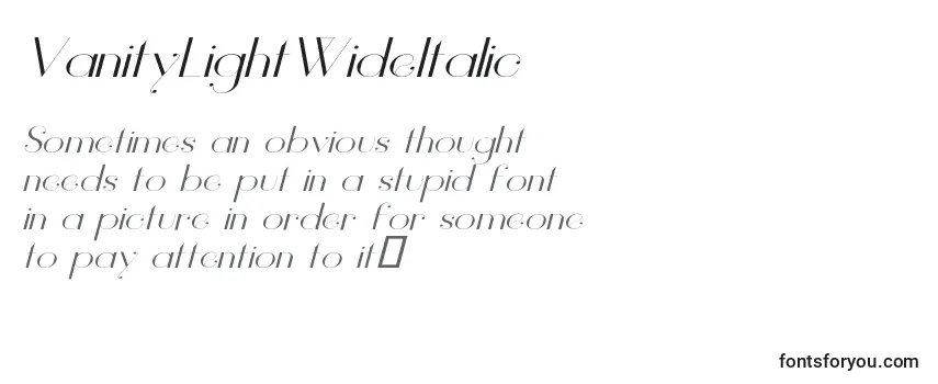 Review of the VanityLightWideItalic Font