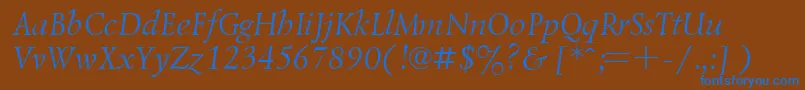 UkrainiangoudyoldItalic Font – Blue Fonts on Brown Background