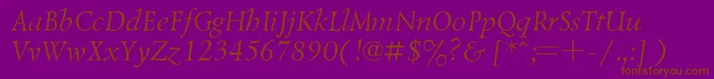 Fonte UkrainiangoudyoldItalic – fontes marrons em um fundo roxo